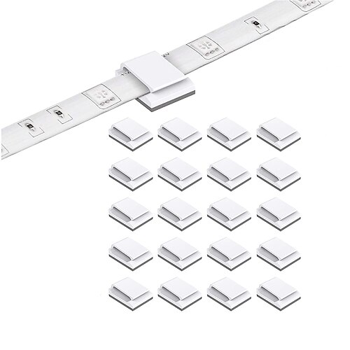 

1set 50PCS 20PCS LED Strip Clips Self Adhesive LED Light Strip Mounting Bracket Clips Holder Cable Clamp Organizer for 10mm Wide IP65 Waterproof 5050 3528 2835 5630 LED Strip Light