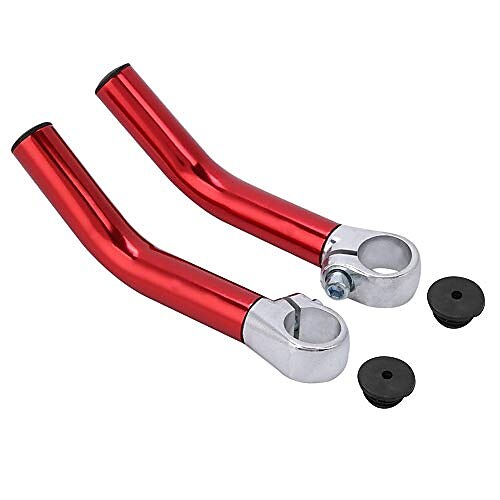 

bike handlebar end, 1 pair aluminum alloy bicycle handlebar grip end bar end with stopper for 22.2mm handlebar replacement(red)