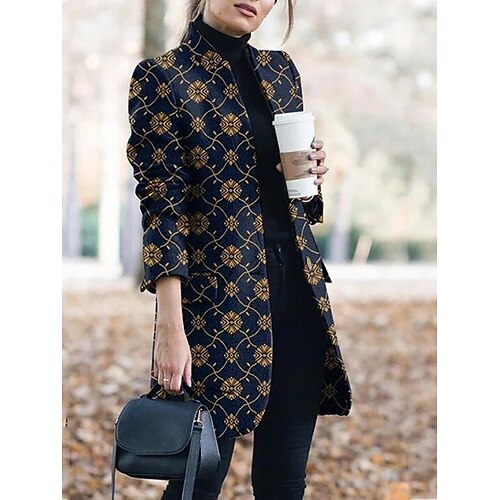 Women's Coat Trench Coat Casual Jacket WorkWear Daily Wear Going out Fall Spring Long Coat Stand Collar Loose Fit Stylish Jacket Long Sleeve Print Green Black Dusty Blue
Women's Coat Trench Coat Casual Jacket WorkWear Daily Wear Going out Fall Spring Long Coat Stand Collar Loose Fit Stylish Jacket Long Sleeve Print Green Black Dusty Blue