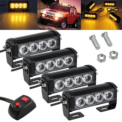 2Pcs 4LED Yellow Light Car Strobe Flash Grille Light Warning Emergency Lamp Waterproof Super Bright
2Pcs 4LED Yellow Light Car Strobe Flash Grille Light Warning Emergency Lamp Waterproof Super Bright