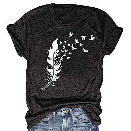 Women's T shirt Tee Light blue T11 Gray T11 Burgundy T11 Graphic Feather Short Sleeve Casual Daily Basic Round Neck S
Women's T shirt Tee Light blue T11 Gray T11 Burgundy T11 Graphic Feather Short Sleeve Casual Daily Basic Round Neck S