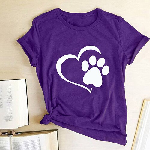 Women's Blouse Navy Wine Red Pink Heart Short Sleeve Daily Sports Basic Casual Round Neck Regular 100% Cotton S
Women's Blouse Navy Wine Red Pink Heart Short Sleeve Daily Sports Basic Casual Round Neck Regular 100% Cotton S