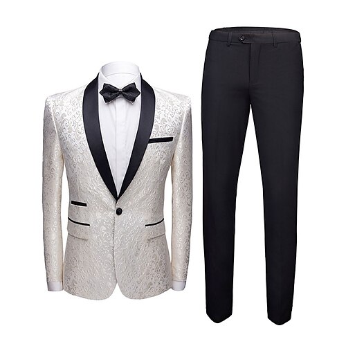 Ivory Men's Performance Tuxedos Shawl Collar Jacquard Tailored Fit Single Breasted One-button 2022
Ivory Men's Performance Tuxedos Shawl Collar Jacquard Tailored Fit Single Breasted One-button 2022