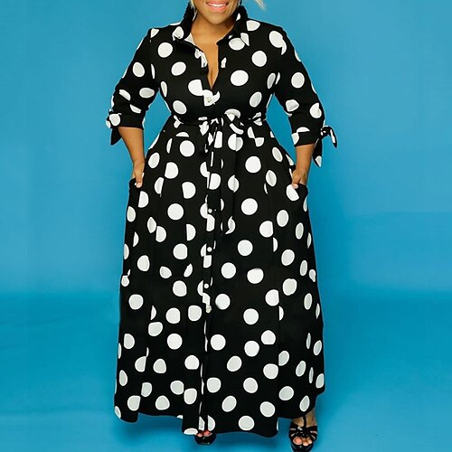 Per donna Plus Size Abito da festa A pois Colletto Manica lunga Autunno Inverno Informale Vestito longuette Giornaliero Vestito / Maxi
Per donna Plus Size Abito da festa A pois Colletto Manica lunga Autunno Inverno Informale Vestito longuette Giornaliero Vestito / Maxi