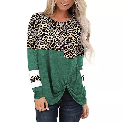 Women's Plus Size Patchwork Print Leopard Blouse Large Size Round Neck Long Sleeve Tops Big Size / Cotton
Women's Plus Size Patchwork Print Leopard Blouse Large Size Round Neck Long Sleeve Tops Big Size / Cotton