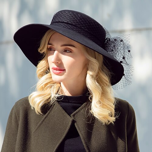 Hats 100% Wool Bowler / Cloche Hat Bucket Hat Casual Daily Wear Headwear With Lace Headpiece Headwear
Hats 100% Wool Bowler / Cloche Hat Bucket Hat Casual Daily Wear Headwear With Lace Headpiece Headwear