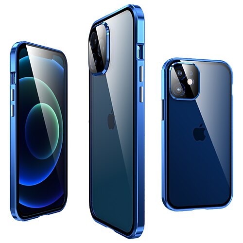 

Magnetic Adsorption Case For iPhone 15 14 Pro Max Plus 13 12 mini 11 X XR XS Max 8 7 PLUS Front and Back Tempered Glass Full Screen Coverage Metal Frame Clear Cover Bumper with Camera Lens Protector