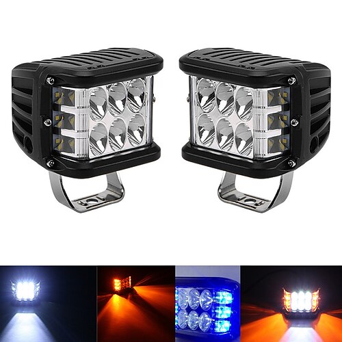 

2pcs 4inch 45W Side Shooter Off Road Dual Side Work Light Combo Led DRL with Flash Strobe Function Driving Flood Work Light Bar For Tractors Boat 4x4 Truck SUV ATV Fog Lamp
