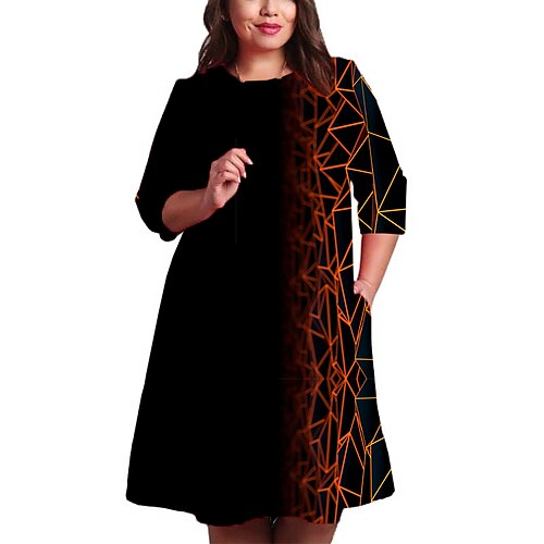 Women's Holiday Dress Shift Dress Black Dress Black 3/4 Length Sleeve Geometric Print Fall Spring Crew Neck Loose Fit XXL 3XL 4XL 5XL 6XL
Women's Holiday Dress Shift Dress Black Dress Black 3/4 Length Sleeve Geometric Print Fall Spring Crew Neck Loose Fit XXL 3XL 4XL 5XL 6XL