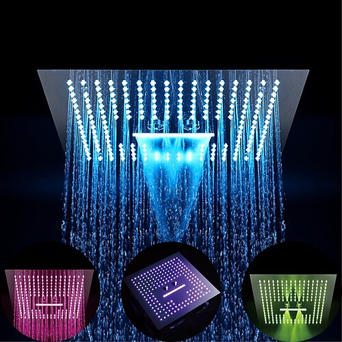

Shower Faucet,400400cm Thermostatic Rain Shower 3 Functions Led Showerheads 16 Inch Rain Shower Head 304 Stainless Steel Ceiling Square Spa Waterfall Showers Panel