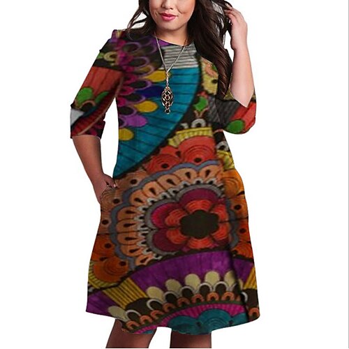 Women's Holiday Dress Shift Dress Rainbow 3/4 Length Sleeve Floral Print Fall Spring Crew Neck Loose Fit 2022 XXL 3XL 4XL 5XL 6XL
Women's Holiday Dress Shift Dress Rainbow 3/4 Length Sleeve Floral Print Fall Spring Crew Neck Loose Fit 2022 XXL 3XL 4XL 5XL 6XL