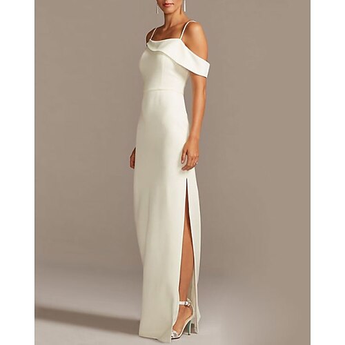 Sheath / Column Bridesmaid Dress Spaghetti Strap Short Sleeve Open Back Floor Length Jersey with Split Front 2022
Sheath / Column Bridesmaid Dress Spaghetti Strap Short Sleeve Open Back Floor Length Jersey with Split Front 2022