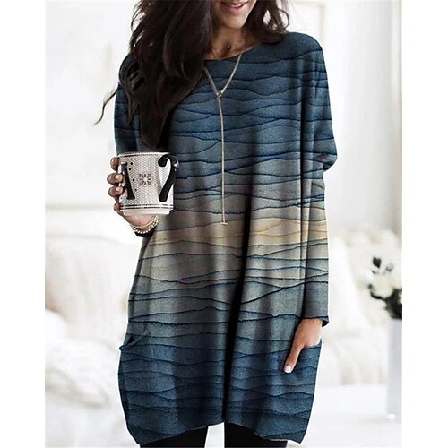 Women's T Shirt Dress Tee Dress Blue Gray Long Sleeve Striped Patchwork Fall Spring Crew Neck Winter Dress Weekend Fall Dress Loose Fit 2022 S M L XL XXL 3XL
Women's T Shirt Dress Tee Dress Blue Gray Long Sleeve Striped Patchwork Fall Spring Crew Neck Winter Dress Weekend Fall Dress Loose Fit 2022 S M L XL XXL 3XL