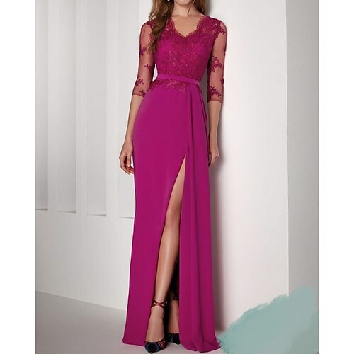 A tubino Vestiti da sera Stile impero Vestito Invitati del matrimonio Lungo Manica a 3/4 A V Raso elasticizzato con Fessura 2023
A tubino Vestiti da sera Stile impero Vestito Invitati del matrimonio Lungo Manica a 3/4 A V Raso elasticizzato con Fessura 2023