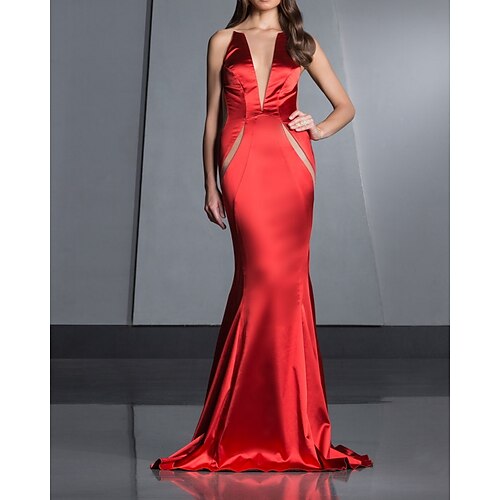 Mermaid / Trumpet Evening Dresses Beautiful Back Dress Engagement Court Train Sleeveless Illusion Neck Satin with Sleek 2022 / Formal Evening
Mermaid / Trumpet Evening Dresses Beautiful Back Dress Engagement Court Train Sleeveless Illusion Neck Satin with Sleek 2022 / Formal Evening