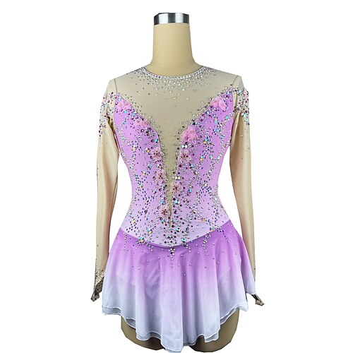 Figure Skating Dress Women's Girls' Ice Skating Dress Outfits Purple Spandex High Elasticity Training Competition Skating Wear Handmade Patchwork Crystal / Rhinestone Long Sleeve Ice Skating Figure
Figure Skating Dress Women's Girls' Ice Skating Dress Outfits Purple Spandex High Elasticity Training Competition Skating Wear Handmade Patchwork Crystal / Rhinestone Long Sleeve Ice Skating Figure