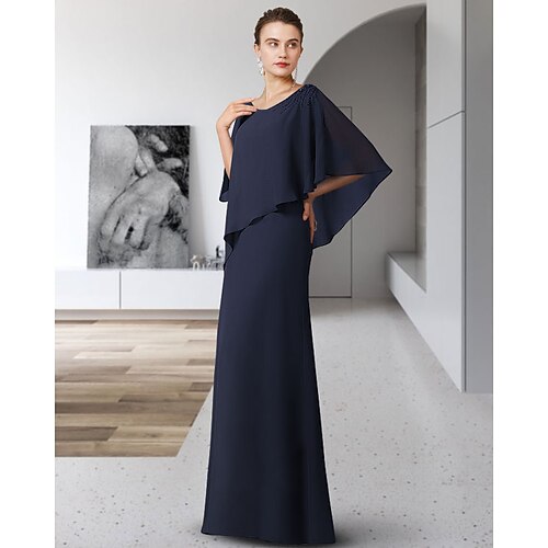 Linjeform Kjole til brudens mor Elegant V-hals Gulvlengde Chiffon Halvlange ermer med Drapert 2023
Linjeform Kjole til brudens mor Elegant V-hals Gulvlengde Chiffon Halvlange ermer med Drapert 2023