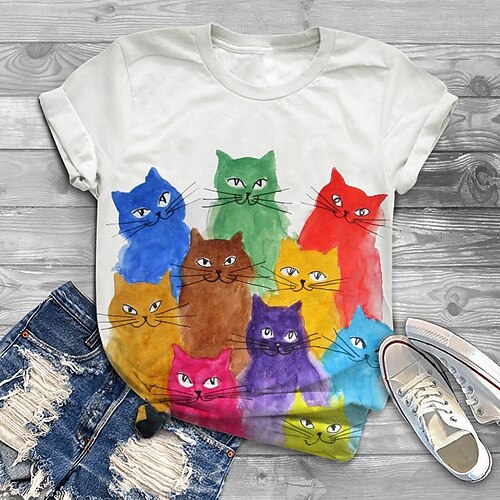 Women's T shirt Tee Blue Graphic Cat Print Short Sleeve Daily Sports Basic Casual Crew Neck Regular Plus Size XXL
Women's T shirt Tee Blue Graphic Cat Print Short Sleeve Daily Sports Basic Casual Crew Neck Regular Plus Size XXL
