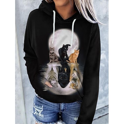 Women's Hoodie Pullover Basic Casual Front Pocket Print Black Graphic Cat 3D Daily Hooded Long Sleeve S M L XL XXL 3XL
Women's Hoodie Pullover Basic Casual Front Pocket Print Black Graphic Cat 3D Daily Hooded Long Sleeve S M L XL XXL 3XL