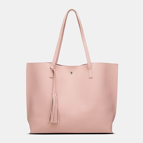 women pu leather tote bag lychee pattern large capacity casual tassel solid tote shoulder bag handbag
women pu leather tote bag lychee pattern large capacity casual tassel solid tote shoulder bag handbag