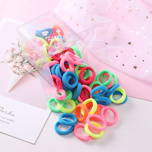 

50pcs Toddler Girls' Active Black / Blue Solid Colored Pure Color / Mixed Color Nylon Hair Accessories Purple / Blushing Pink / Rainbow One-Size / Hair Tie