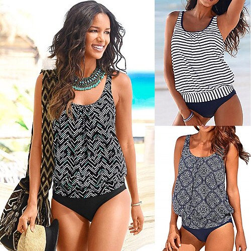 Women's Tankini Two Piece Swimsuit Swimwear Bathing Suit UV Sun Protection Breathable Quick Dry Sleeveless Swimming Surfing Beach Water Sports Stripes Summer / 2 Pieces / Lightweight / Stretchy
Women's Tankini Two Piece Swimsuit Swimwear Bathing Suit UV Sun Protection Breathable Quick Dry Sleeveless Swimming Surfing Beach Water Sports Stripes Summer / 2 Pieces / Lightweight / Stretchy