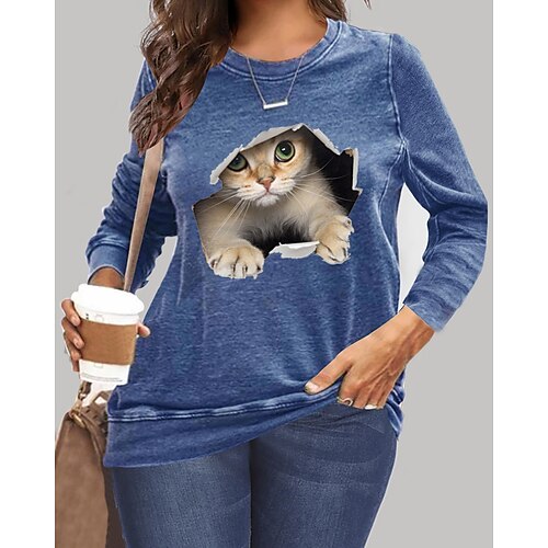 Women's Plus Size Tops Pullover Sweatshirt Hoodie Sweatshirt Graphic Cat Print Long Sleeve Crew Neck Hoodie Preppy Daily Weekend Cotton Blend Fall Winter
Women's Plus Size Tops Pullover Sweatshirt Hoodie Sweatshirt Graphic Cat Print Long Sleeve Crew Neck Hoodie Preppy Daily Weekend Cotton Blend Fall Winter