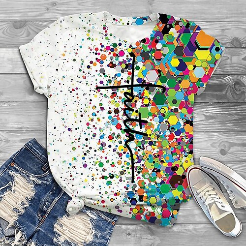 Dame Pluss størrelse Topper T skjorte Polkadotter Fargeblokk Trykt mønster Kortermet Rund hals Preppy Daglig Ferie Bomullsspandexjersey Vår Sommer / Store størrelser
Dame Pluss størrelse Topper T skjorte Polkadotter Fargeblokk Trykt mønster Kortermet Rund hals Preppy Daglig Ferie Bomullsspandexjersey Vår Sommer / Store størrelser