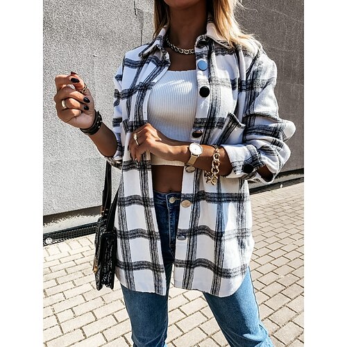 Women's Shacket Pink Red Beige Plaid Button Print Long Sleeve Casual Basic Shirt Collar Regular S
Women's Shacket Pink Red Beige Plaid Button Print Long Sleeve Casual Basic Shirt Collar Regular S