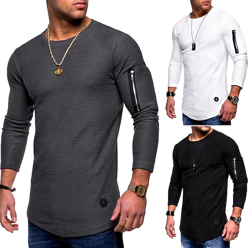 

Men's T shirt Tee Cool Shirt Long Sleeve Shirt Plain Round Neck Casual Clothing Apparel Classic