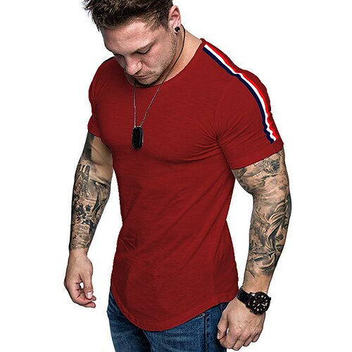 Men's T shirt Solid Color Round Neck Casual Daily Patchwork Short Sleeve Tops Casual Blue White Black
Men's T shirt Solid Color Round Neck Casual Daily Patchwork Short Sleeve Tops Casual Blue White Black