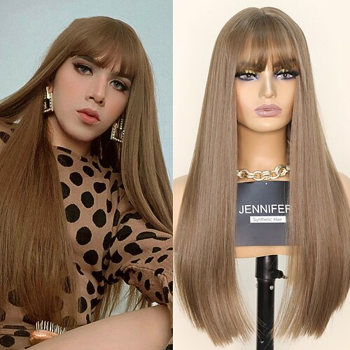 Brown Wigs for Women Synthetic Wig Natural Straight Neat Bang Wig 22 Inch Light Brown Dark Brown Synthetic Hair Fashionable Design Cosplay Party Dark Brown Light Brown
Brown Wigs for Women Synthetic Wig Natural Straight Neat Bang Wig 22 Inch Light Brown Dark Brown Synthetic Hair Fashionable Design Cosplay Party Dark Brown Light Brown