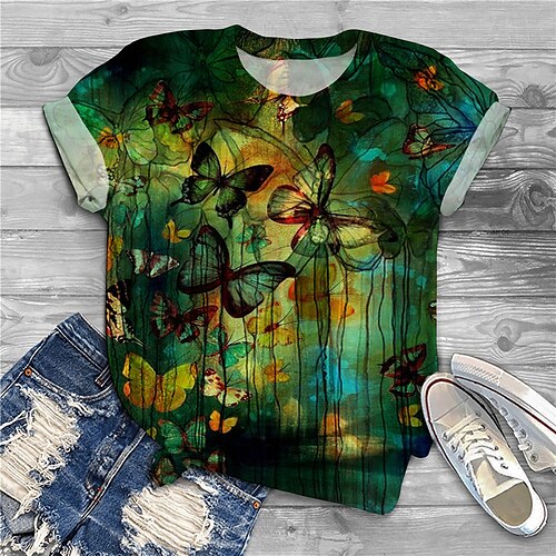 Dame Plus størrelse Toppe T-shirt Grafisk Sommerfugl Trykt mønster Kortærmet Rund Hals Basale Klassisk Daglig Ferie Bomuldspandextrøje Grøn / Plusstørrelser / Plusstørrelser
Dame Plus størrelse Toppe T-shirt Grafisk Sommerfugl Trykt mønster Kortærmet Rund Hals Basale Klassisk Daglig Ferie Bomuldspandextrøje Grøn / Plusstørrelser / Plusstørrelser