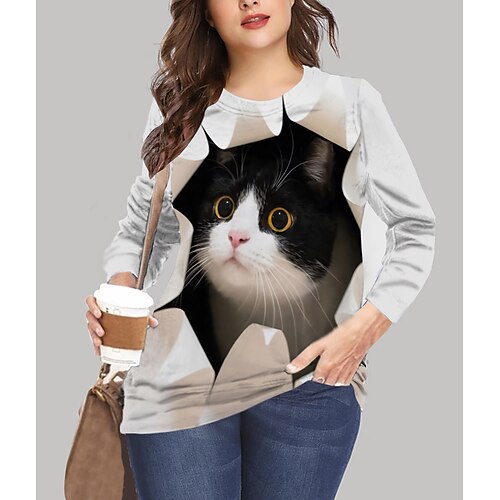 Mulheres Plus Size Blusas Camiseta Estampado Gato Gráfico Animal Tamanho grande Crewneck Manga Longa Tamanho grande XL XXL 3XL 4XL 5XL Branco Bege / Tamanhos Grandes
Mulheres Plus Size Blusas Camiseta Estampado Gato Gráfico Animal Tamanho grande Crewneck Manga Longa Tamanho grande XL XXL 3XL 4XL 5XL Branco Bege / Tamanhos Grandes