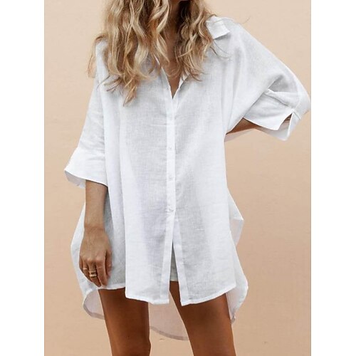 Women's Casual Dress Shirt Dress Shift Dress Mini Dress White Half Sleeve Pure Color Patchwork Fall Spring Summer Shirt Collar Loose Fit S M L XL XXL
Women's Casual Dress Shirt Dress Shift Dress Mini Dress White Half Sleeve Pure Color Patchwork Fall Spring Summer Shirt Collar Loose Fit S M L XL XXL