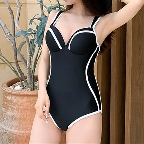 Women's One Piece Swimsuit Halter Bodysuit Bathing Suit Stripes Swimwear White Black Breathable Quick Dry Comfortable Sleeveless - Swimming Surfing Beach Summer / Spandex
Women's One Piece Swimsuit Halter Bodysuit Bathing Suit Stripes Swimwear White Black Breathable Quick Dry Comfortable Sleeveless - Swimming Surfing Beach Summer / Spandex