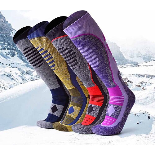 Womens Ski Socks 2 Pairs Over The Calf Thicken Warm Skiing Socks High Performance Winter Sports Socks Purple M
Womens Ski Socks 2 Pairs Over The Calf Thicken Warm Skiing Socks High Performance Winter Sports Socks Purple M