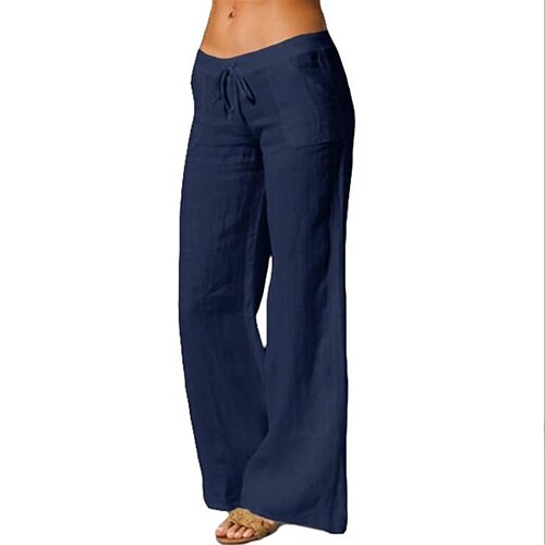 Women's Wide Leg Pants Trousers Dark Blue Brown Beige Mid Waist Boho Yoga Casual Work Full Length Breathable Plain S M L XL XXL / Loose Fit
Women's Wide Leg Pants Trousers Dark Blue Brown Beige Mid Waist Boho Yoga Casual Work Full Length Breathable Plain S M L XL XXL / Loose Fit