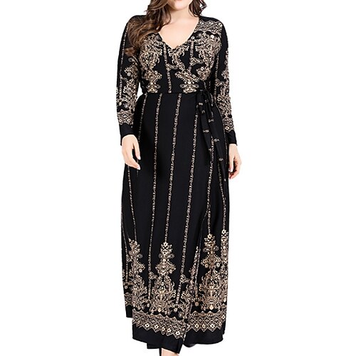 Women's Plus Size Holiday Dress Floral V Neck Print Long Sleeve Fall Winter Casual Maxi long Dress Daily Dress / Loose
Women's Plus Size Holiday Dress Floral V Neck Print Long Sleeve Fall Winter Casual Maxi long Dress Daily Dress / Loose