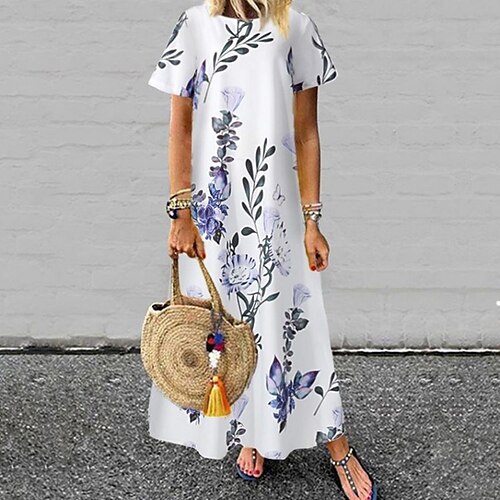 Women's Long Dress Maxi Dress Blue Yellow White Short Sleeve Floral Print Spring Summer Crew Neck S M L XL XXL 3XL 4XL 5XL
Women's Long Dress Maxi Dress Blue Yellow White Short Sleeve Floral Print Spring Summer Crew Neck S M L XL XXL 3XL 4XL 5XL