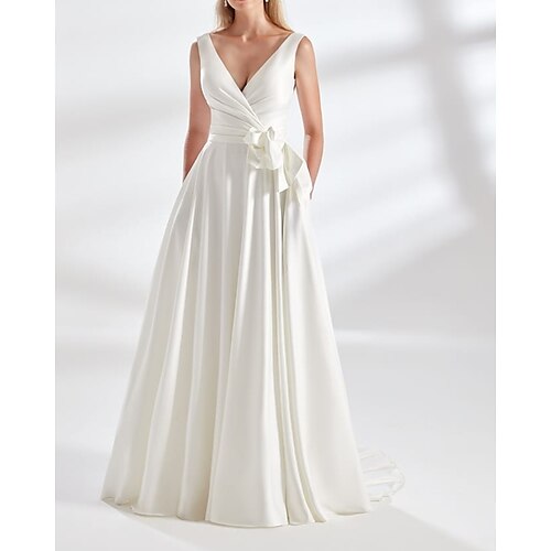 Sala Informale Abiti da sposa Lungo Linea-A Senza maniche A V Raso Con Fiocco (fiocchi) Con ruche 2023 Abiti da sposa
Sala Informale Abiti da sposa Lungo Linea-A Senza maniche A V Raso Con Fiocco (fiocchi) Con ruche 2023 Abiti da sposa