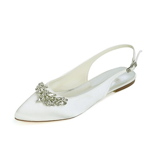 Women's Wedding Shoes Slingback Wedding Heels Wedding Flats Bridal Shoes Rhinestone Flat Heel Pointed Toe Satin Ankle Strap Solid Colored Silver Black Purple
Women's Wedding Shoes Slingback Wedding Heels Wedding Flats Bridal Shoes Rhinestone Flat Heel Pointed Toe Satin Ankle Strap Solid Colored Silver Black Purple