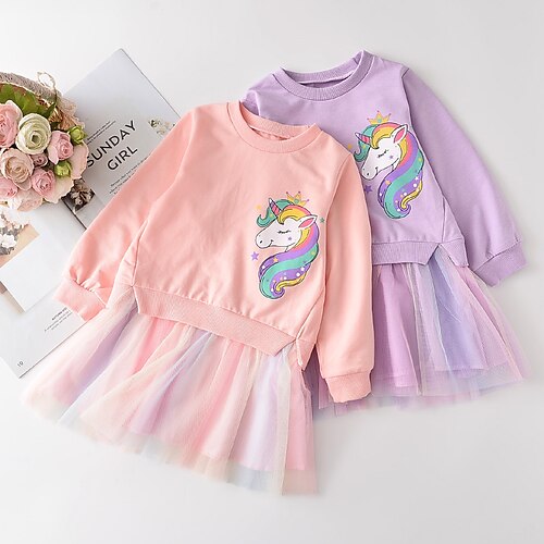 Kids Girls' Dress Animal Tulle Dress Above Knee Dress Mesh Cotton Long Sleeve Cute Dress Purple Pink
Kids Girls' Dress Animal Tulle Dress Above Knee Dress Mesh Cotton Long Sleeve Cute Dress Purple Pink