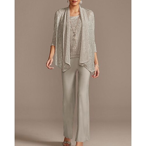 Pantsuit Kjole til brudens mor Formel Elegant Høj halset Gulvlang Chiffon 3/4-ærmer med Paillette 2023
Pantsuit Kjole til brudens mor Formel Elegant Høj halset Gulvlang Chiffon 3/4-ærmer med Paillette 2023