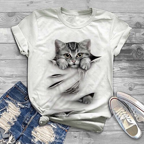 Women's Plus Size Tops T shirt Tee Cat Graphic Print Short Sleeve Crewneck Basic Daily Holiday Cotton Spandex Jersey Spring Summer White Black
Women's Plus Size Tops T shirt Tee Cat Graphic Print Short Sleeve Crewneck Basic Daily Holiday Cotton Spandex Jersey Spring Summer White Black
