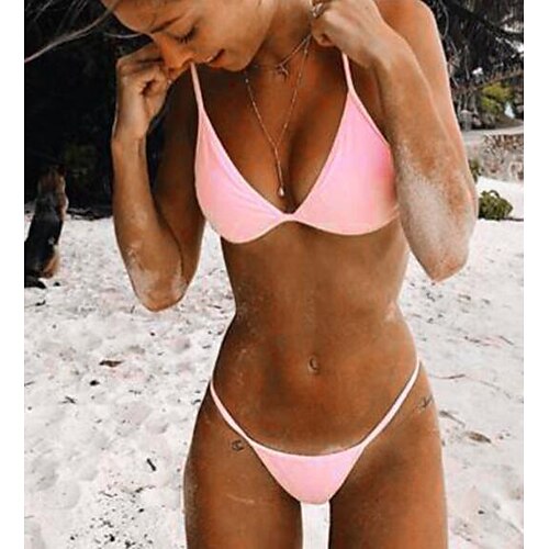 Women's Swimwear Bikini 2 Piece Normal Swimsuit Backless Solid Color Pink Bathing Suits Sexy Sexy Summer / New / Party
Women's Swimwear Bikini 2 Piece Normal Swimsuit Backless Solid Color Pink Bathing Suits Sexy Sexy Summer / New / Party