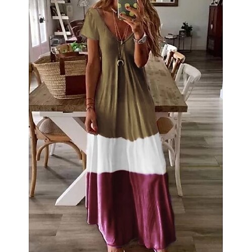 Women's Casual Dress Swing Dress Long Dress Maxi Dress Green Blue Light gray Short Sleeve Color Block Patchwork Spring Summer V Neck Loose Fit S M L XL XXL 3XL
Women's Casual Dress Swing Dress Long Dress Maxi Dress Green Blue Light gray Short Sleeve Color Block Patchwork Spring Summer V Neck Loose Fit S M L XL XXL 3XL