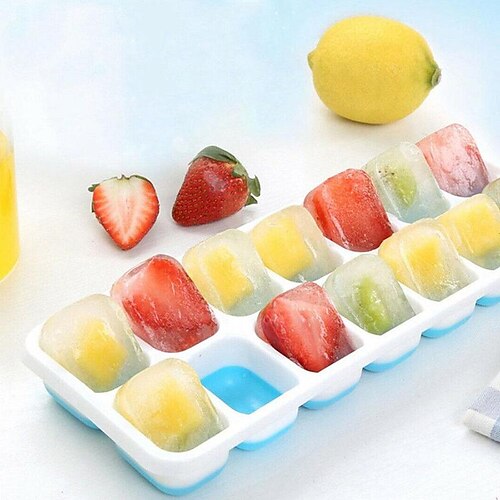 

Ice Cube Tray Silicone Mold with Lid 14 Grid Food Grade Silicone Custom Eco-friendly Ice Cube Mold Ice Cube Tray Cooling in Summer Outdoor Activity