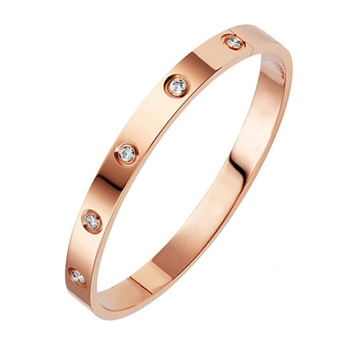 

Women's Bracelet Ladies' Classic Stainless Steel Cubic Zircon Inlay Gold Silver Rose Gold 1 Piece Bracelet for Party Daily Gifts