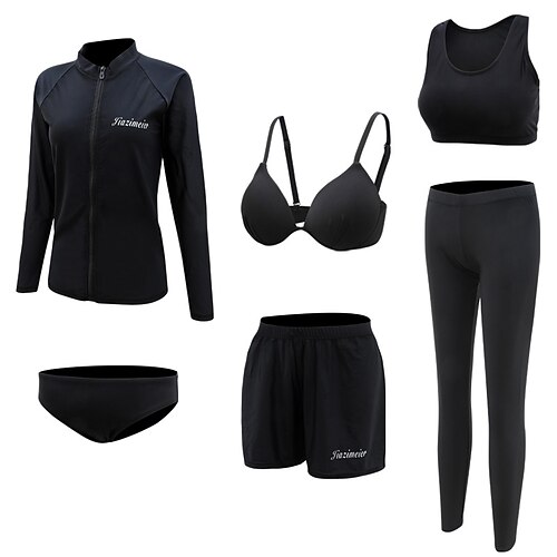 Women's Rashguard Swimsuit Spandex Swimwear Bathing Suit UV Sun Protection UPF50 Breathable Full Body 6-Piece - Swimming Surfing Water Sports Solid Colored Autumn / Fall Spring Summer / 6pcs
Women's Rashguard Swimsuit Spandex Swimwear Bathing Suit UV Sun Protection UPF50 Breathable Full Body 6-Piece - Swimming Surfing Water Sports Solid Colored Autumn / Fall Spring Summer / 6pcs